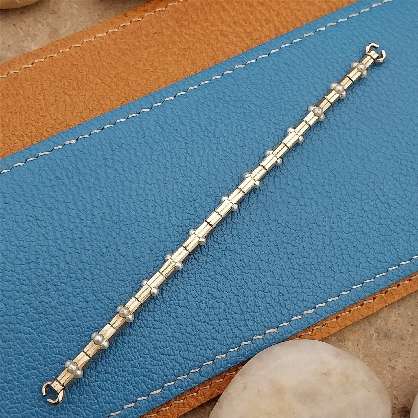 Yellow Gold-Fill & Pearl Ladies Single-Lug Speidel Unused 50s Vintage Watch Band