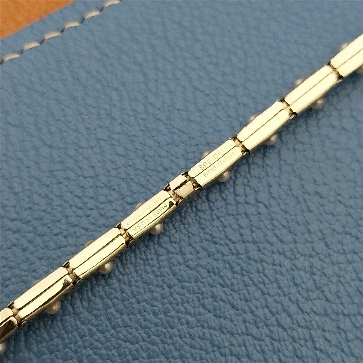Yellow Gold-Fill & Pearl Ladies Single-Lug Speidel Unused 50s Vintage Watch Band