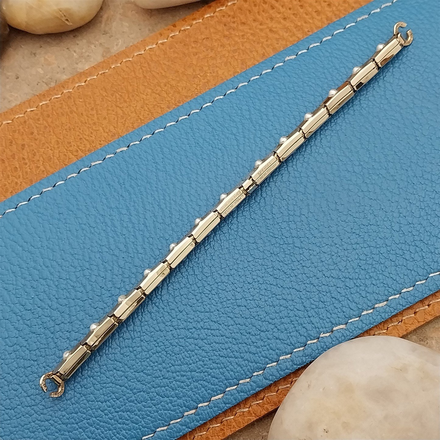 Yellow Gold-Fill & Pearl Ladies Single-Lug Speidel Unused 50s Vintage Watch Band