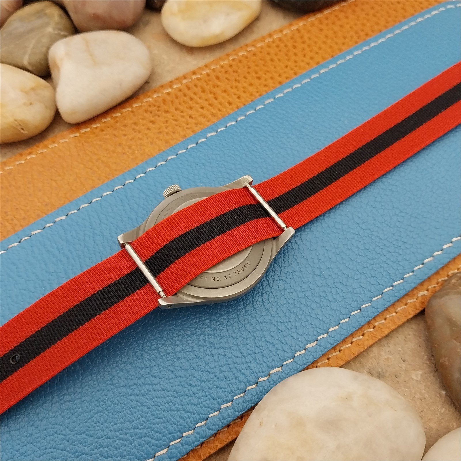 Vintage 18mm Striped Perlon Unused Classic Single Pass 1960s Unused Watch Band