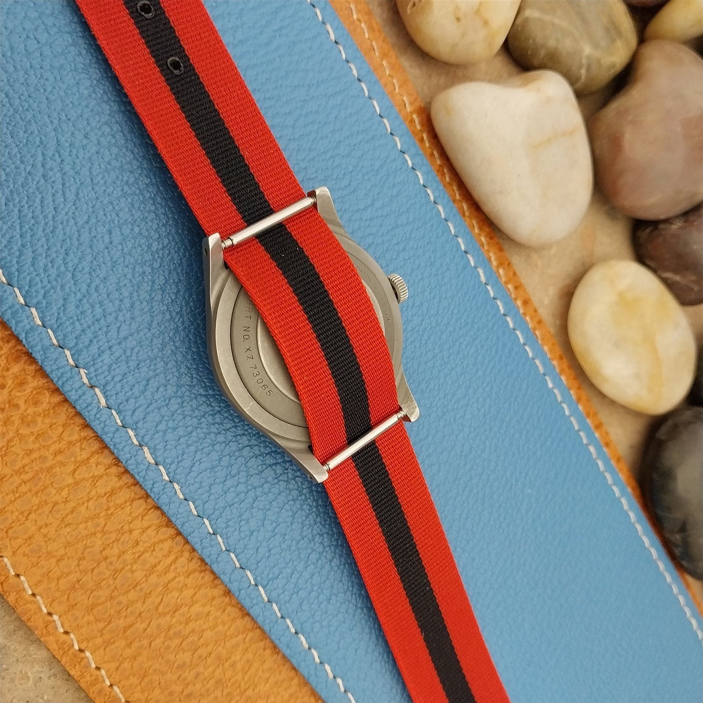 Vintage 18mm Striped Perlon Unused Classic Single Pass 1960s Unused Watch Band