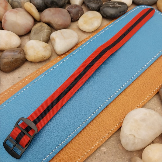 Vintage 18mm Striped Perlon Unused Classic Single Pass 1960s Unused Watch Band