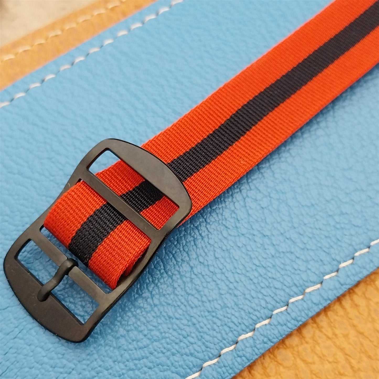 Vintage 18mm Striped Perlon Unused Classic Single Pass 1960s Unused Watch Band