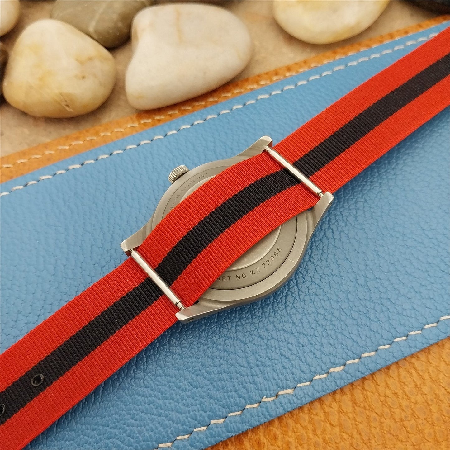 Vintage 18mm Striped Perlon Unused Classic Single Pass 1960s Unused Watch Band