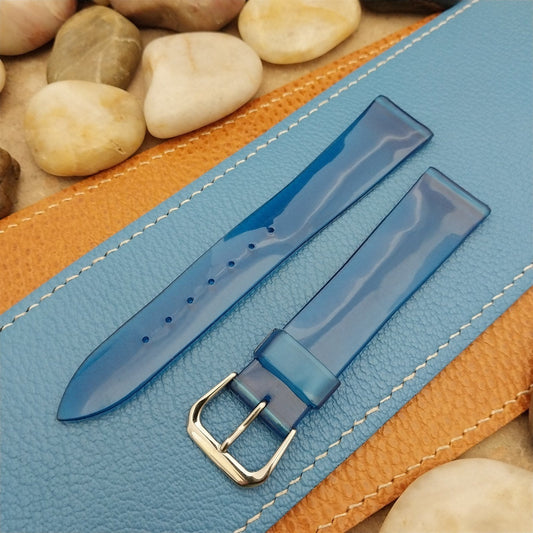 18mm 1960s Vintage SkinDiver See-Thru Blue Classic Tapered nos Unused Watch Band
