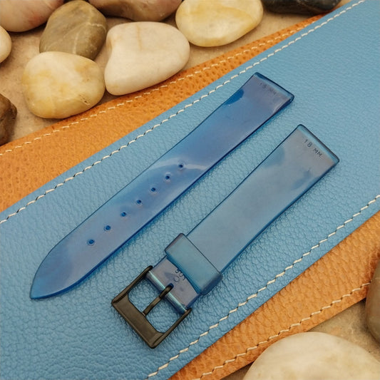 18mm 1960s Vintage SkinDiver See-Thru Blue Classic Tapered nos Unused Watch Band