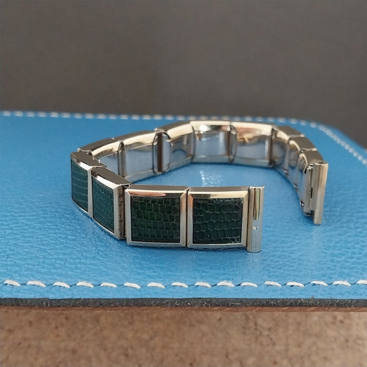 Vintage 1950s 1/2" Gold-Filled & Green Lizard Speidel Unused Classic Watch Band