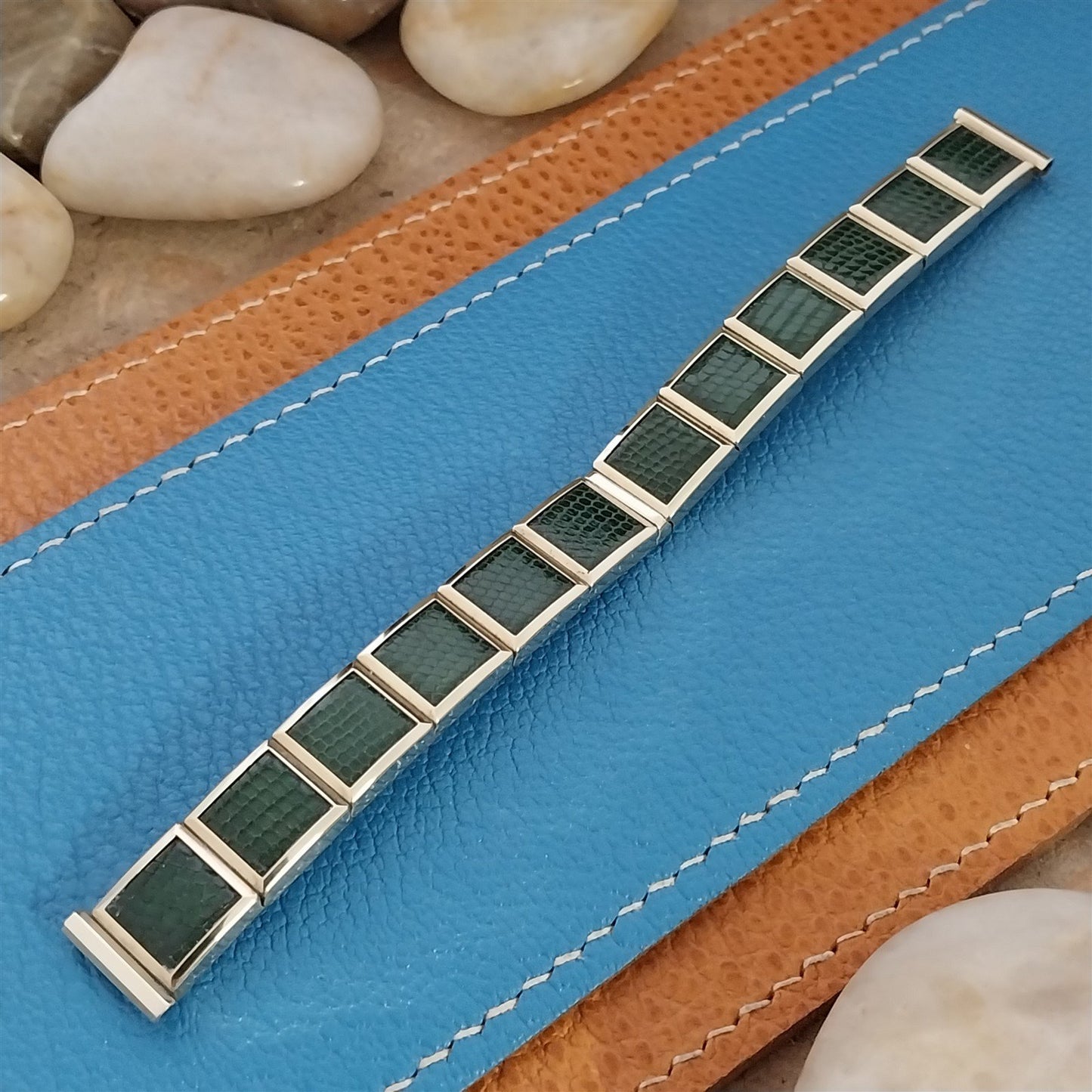 Vintage 1950s 1/2" Gold-Filled & Green Lizard Speidel Unused Classic Watch Band