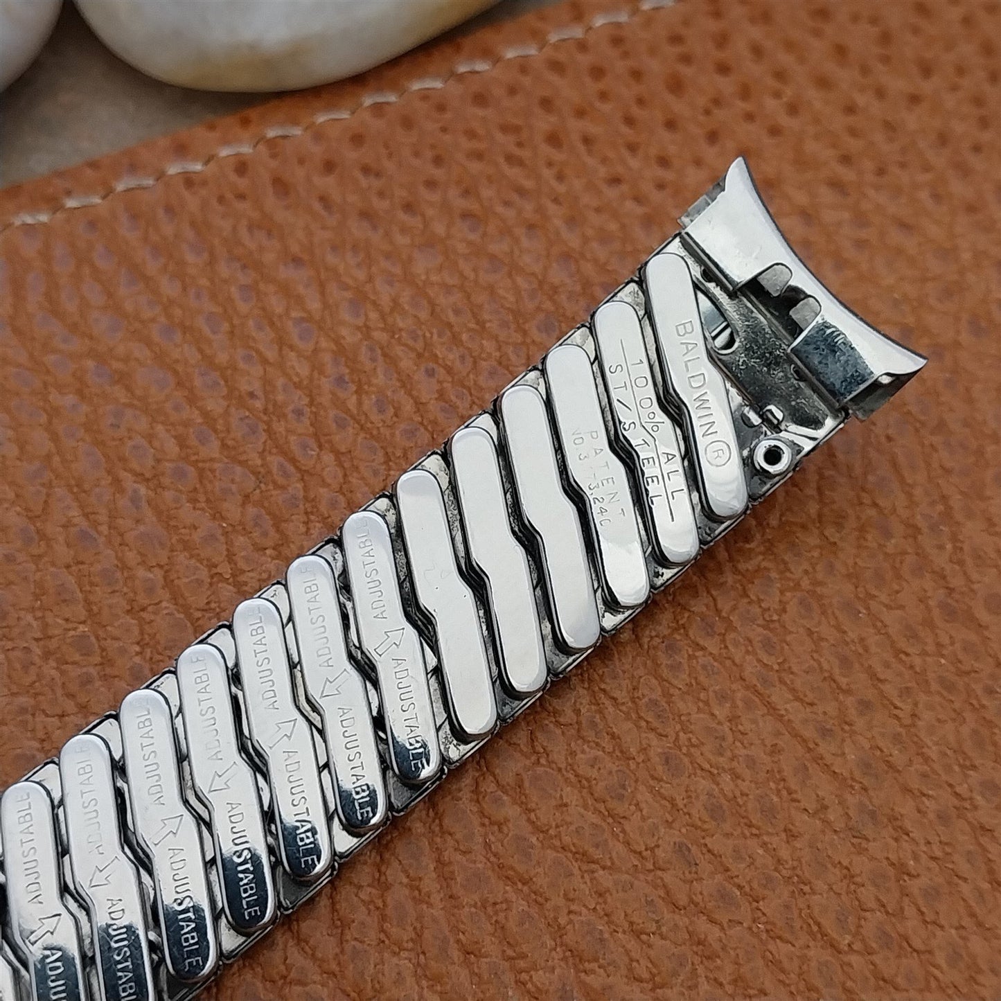 Vintage 16mm 17mm 17.2m 60s Baldwin Stainless Classic Stretch Unused Watch Band
