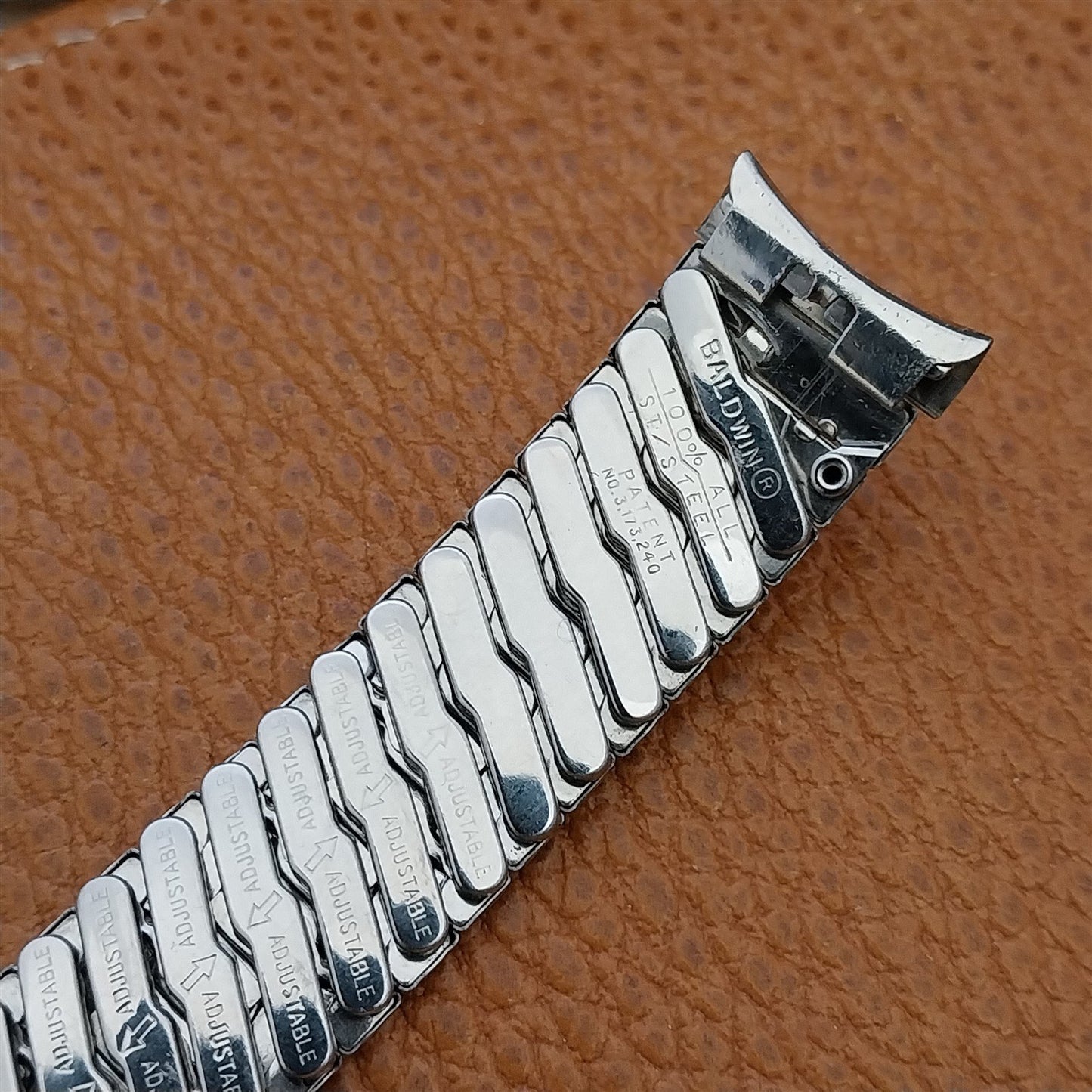 Vintage 16mm 17mm 17.2m 60s Baldwin Stainless Classic Stretch Unused Watch Band