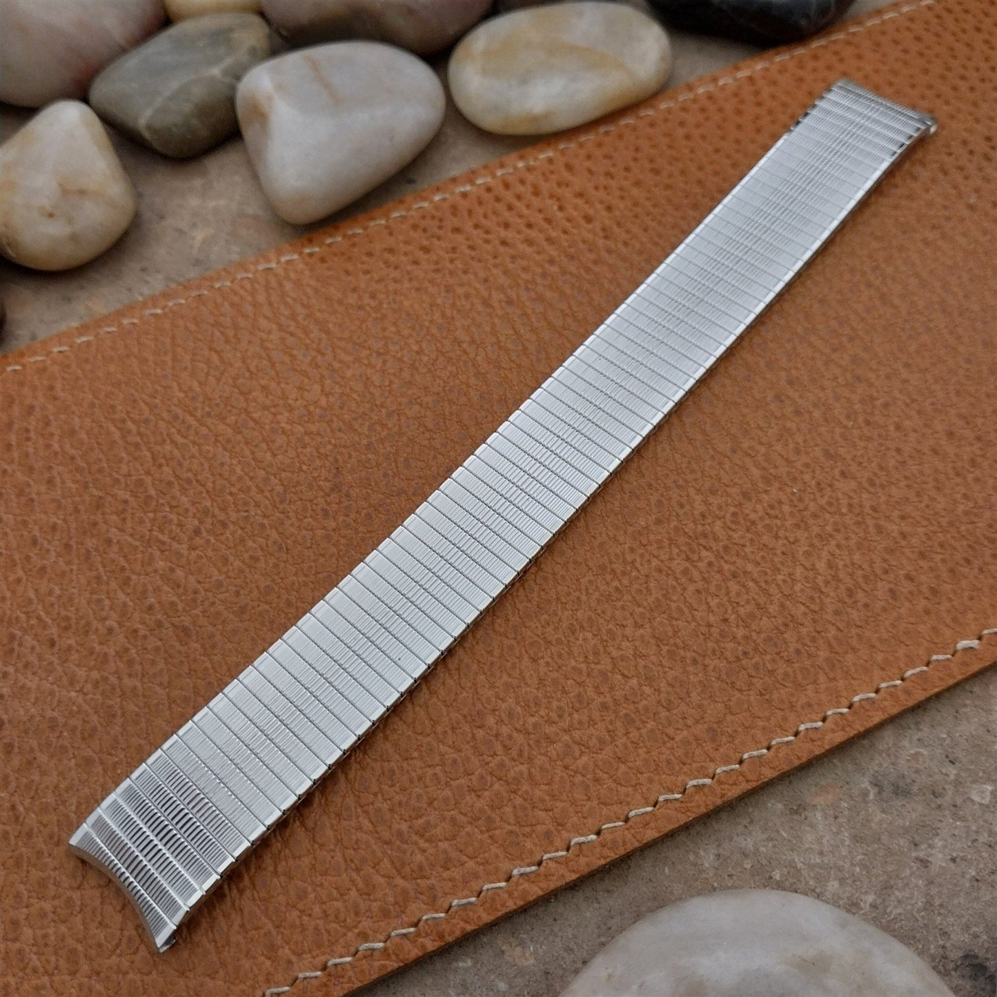 Vintage White Gold-Filled Classic Speidel Thinline Long 17.2mm Unused Watch Band