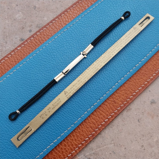 1960s Vintage Ladies Gold RGP JB Champion Black Cordette Cocktail Watch Band