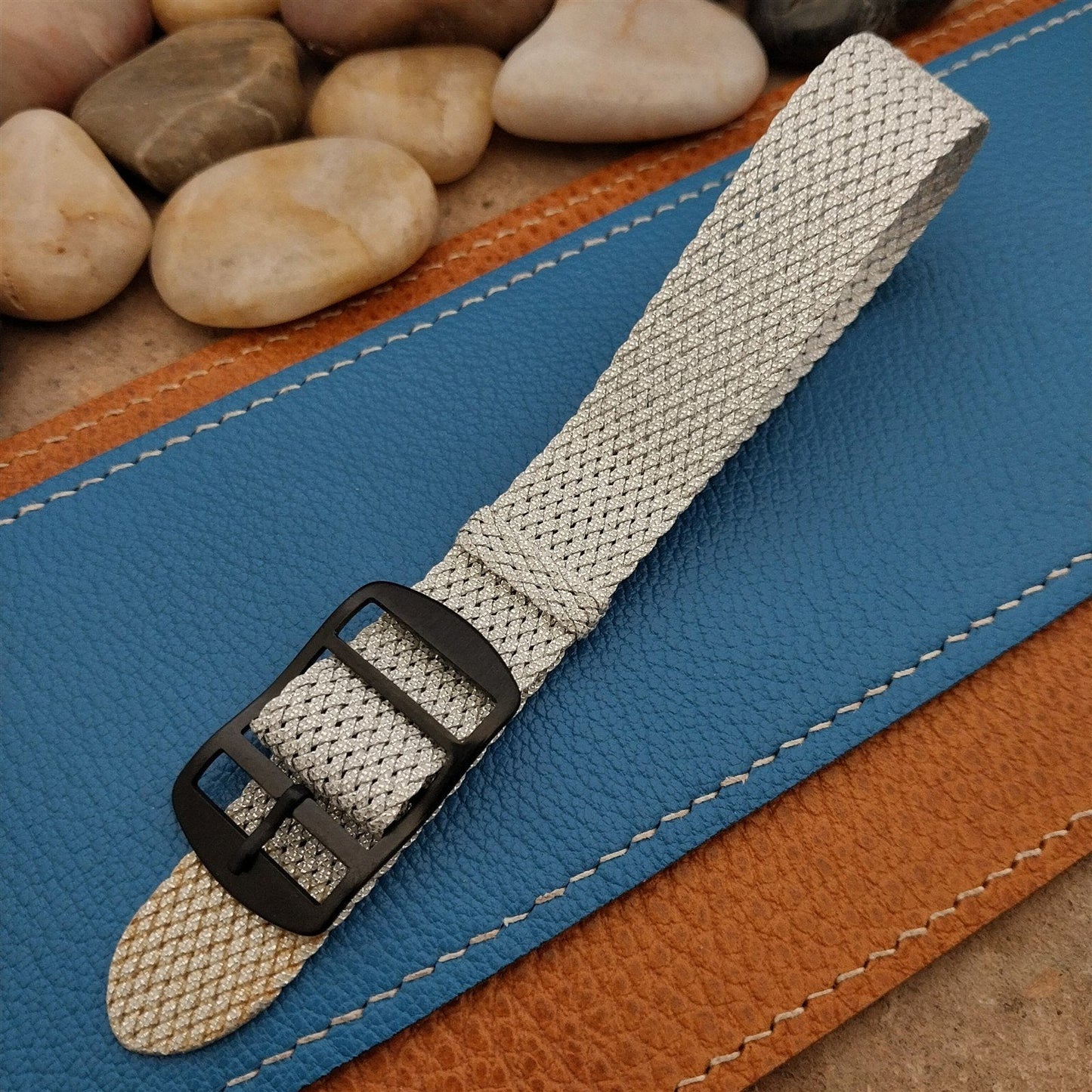 Vintage 18mm Silver Perlon Eulit Panama Classic 1960s Single Pass NOS Watch Band