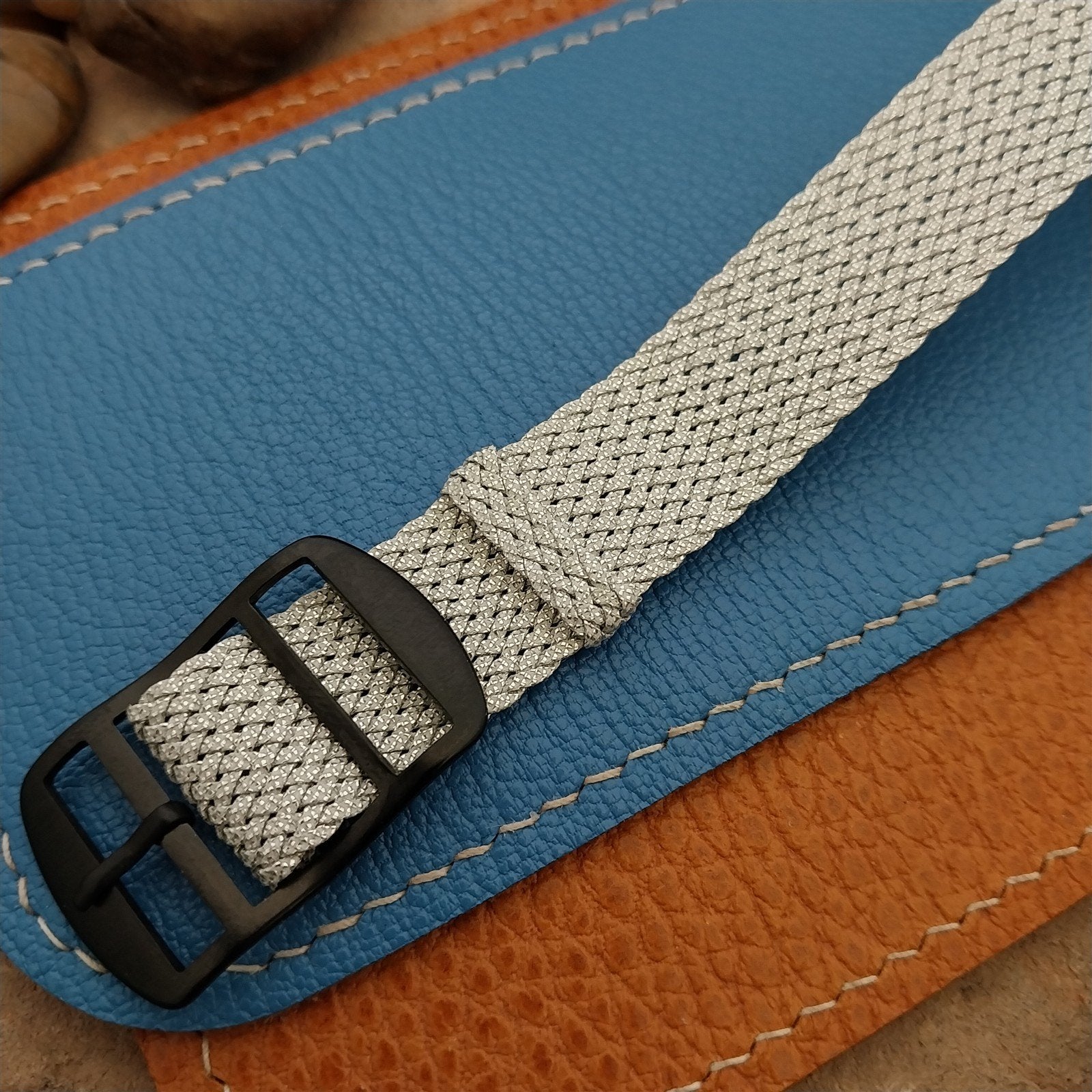 Vintage 18mm Silver Perlon Eulit Panama Classic 1960s Single Pass NOS Watch Band