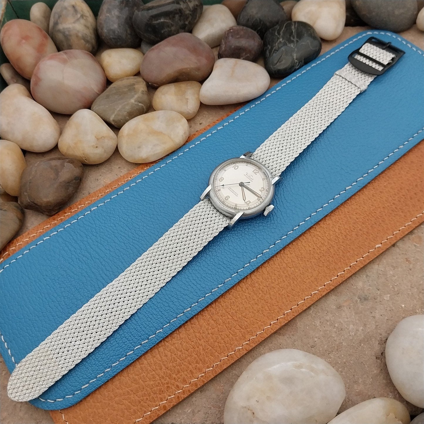 Vintage 18mm Silver Perlon Eulit Panama Classic 1960s Single Pass NOS Watch Band