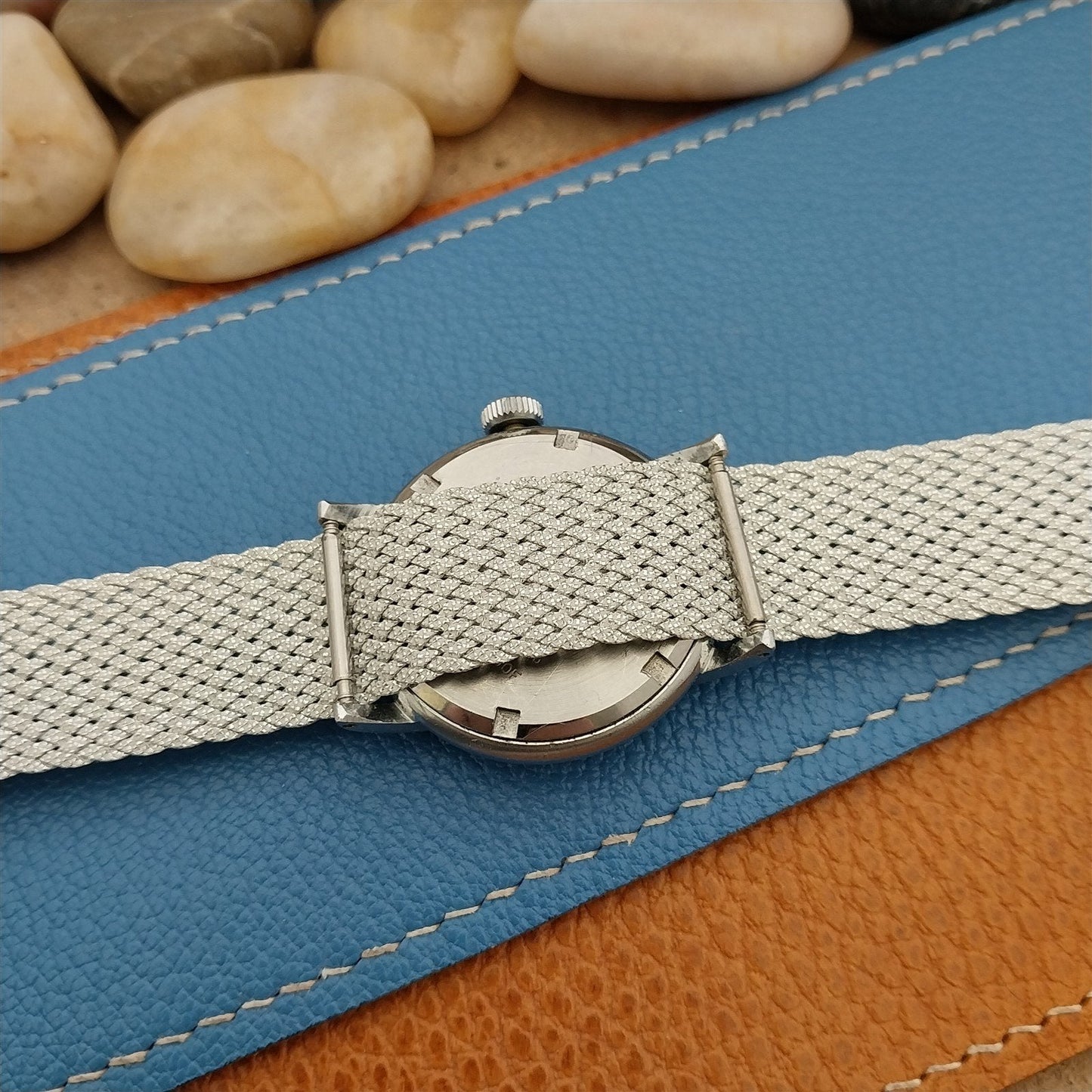 Vintage 18mm Silver Perlon Eulit Panama Classic 1960s Single Pass NOS Watch Band