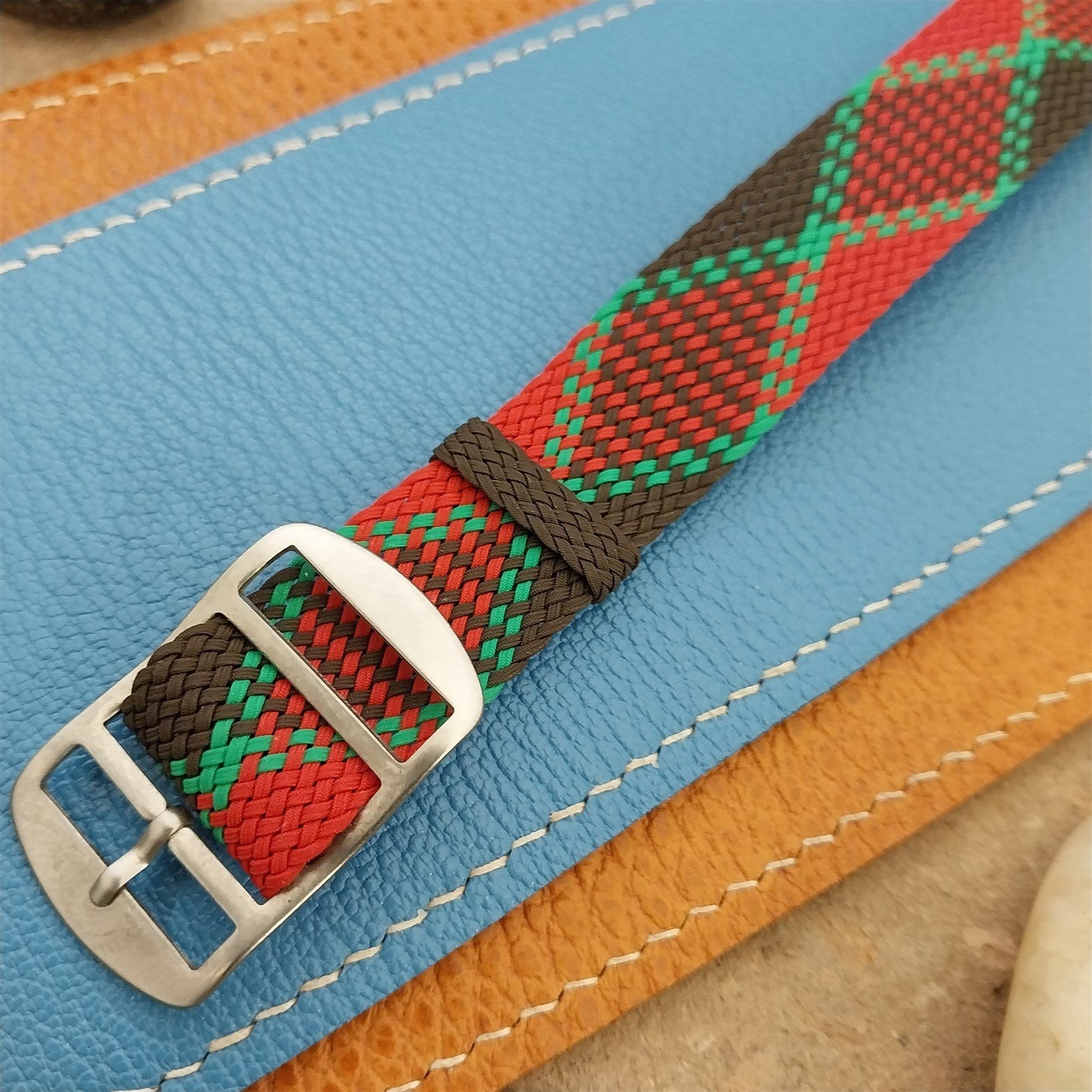 Vintage 18mm Eulit Braided Perlon Classic 1960s Single Pass Argyle Watch Band