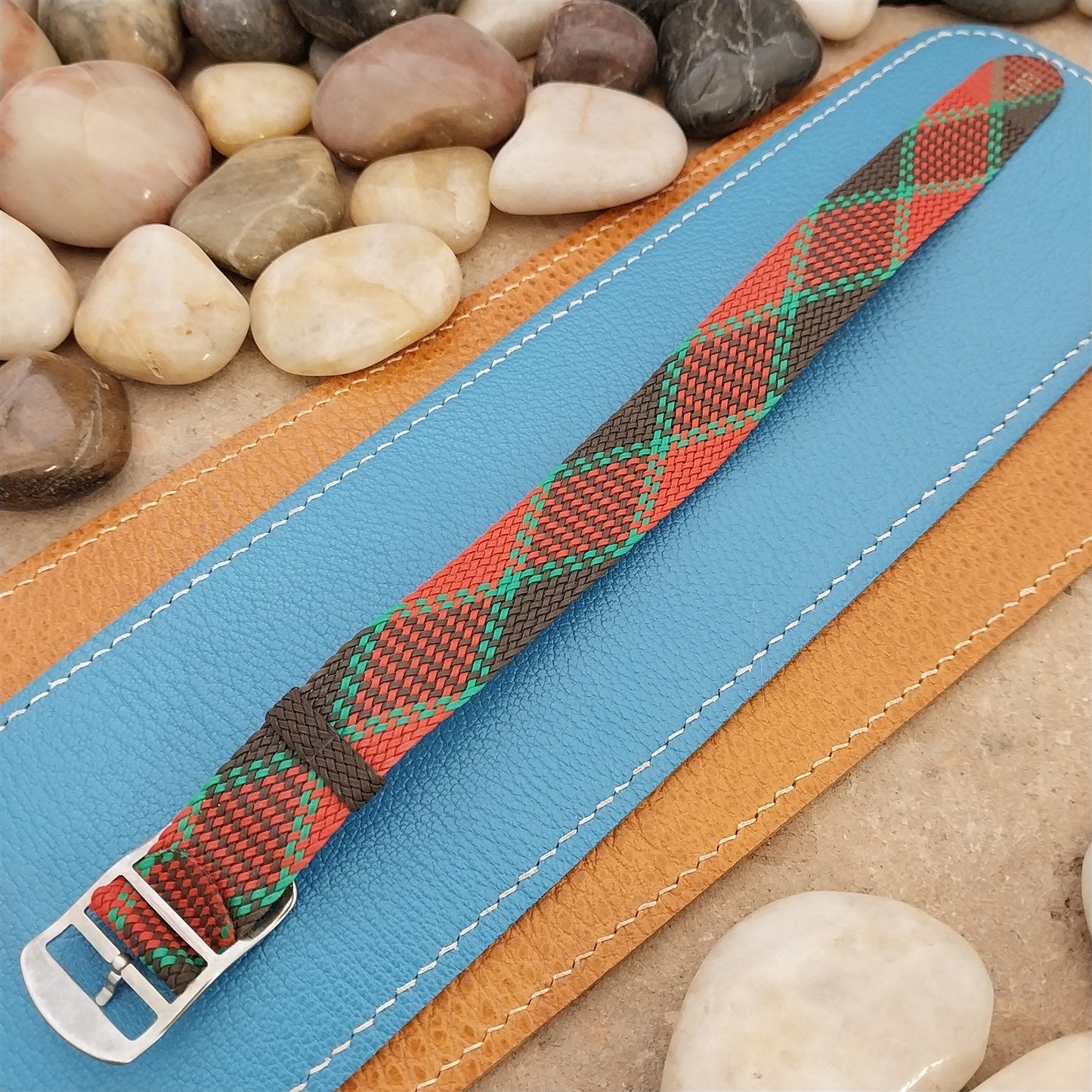 Vintage 18mm Eulit Braided Perlon Classic 1960s Single Pass Argyle Watch Band