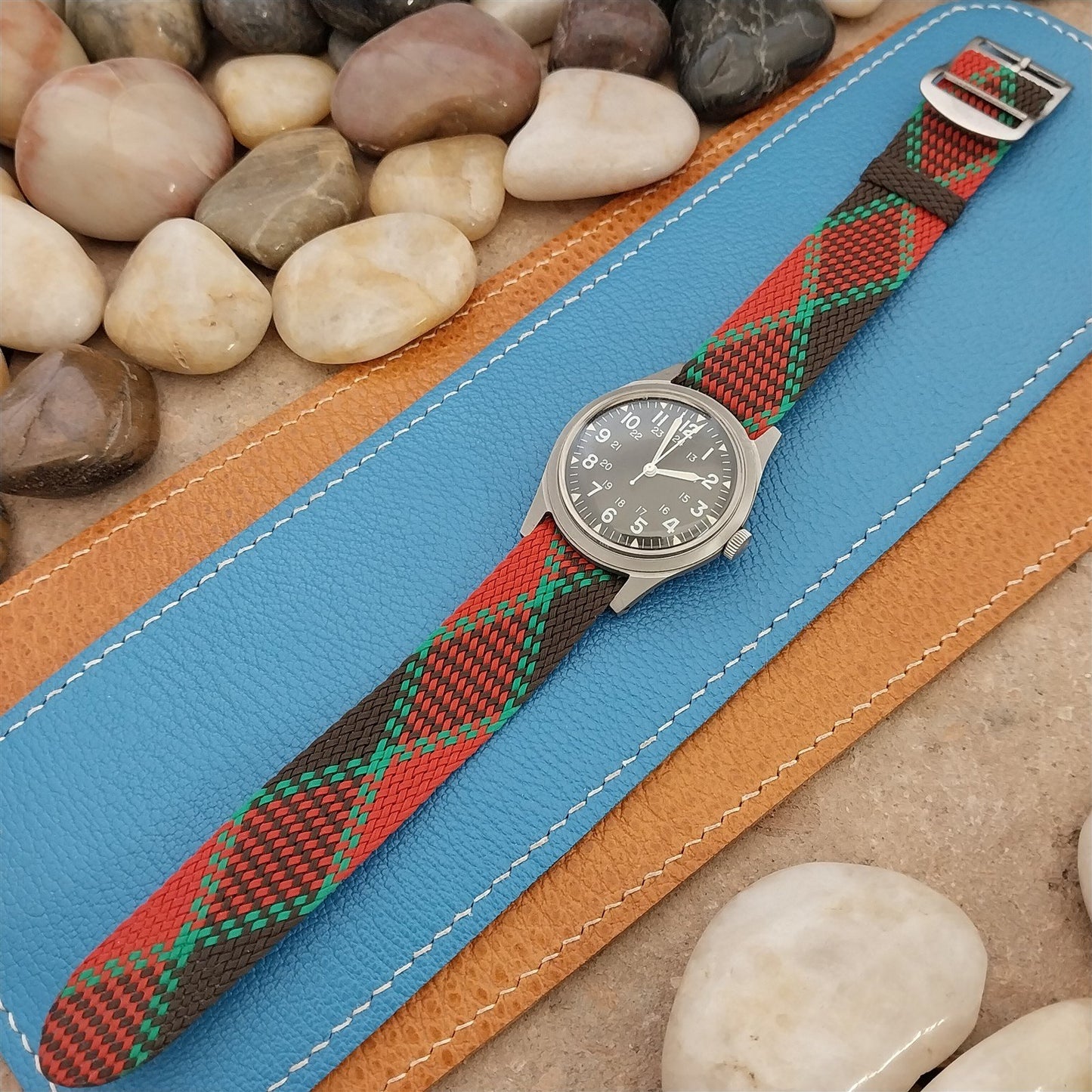 Vintage 18mm Eulit Braided Perlon Classic 1960s Single Pass Argyle Watch Band