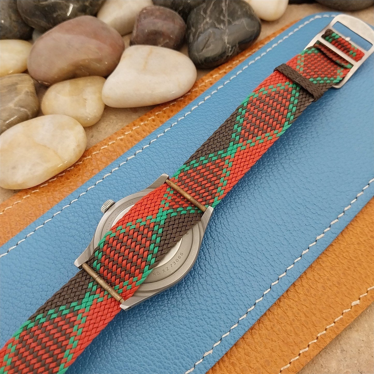 Vintage 18mm Eulit Braided Perlon Classic 1960s Single Pass Argyle Watch Band