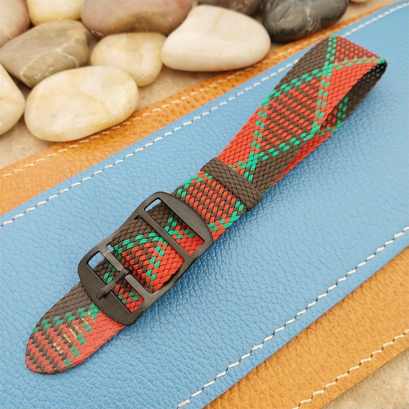 Vintage 18mm Eulit Braided Perlon Classic 1960s Single Pass Argyle Watch Band