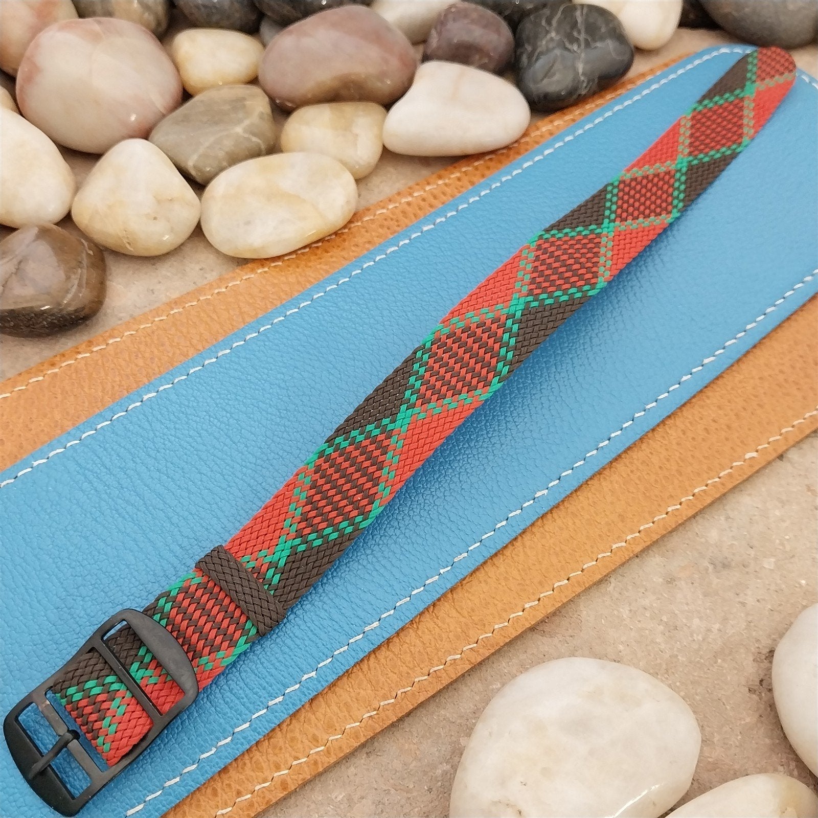 Vintage 18mm Eulit Braided Perlon Classic 1960s Single Pass Argyle Watch Band