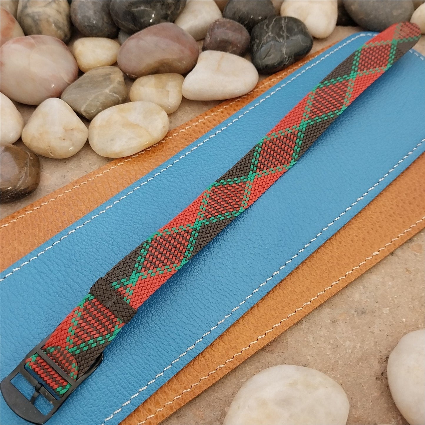 Vintage 18mm Eulit Braided Perlon Classic 1960s Single Pass Argyle Watch Band