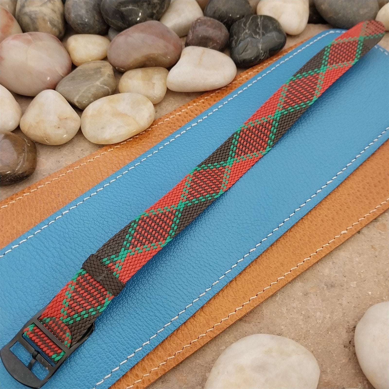 Vintage 18mm Eulit Braided Perlon Classic 1960s Single Pass Argyle Watch Band