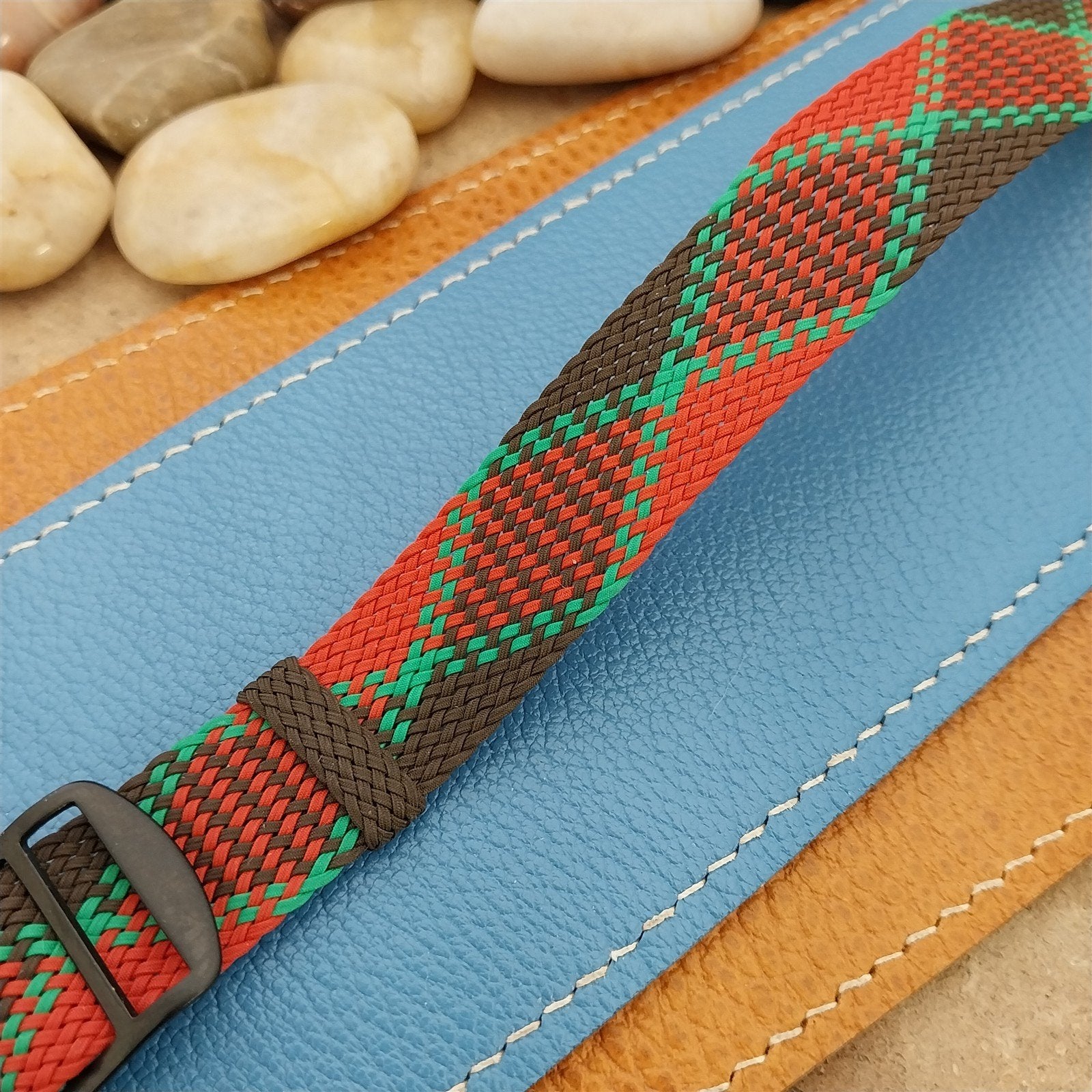 Vintage 18mm Eulit Braided Perlon Classic 1960s Single Pass Argyle Watch Band