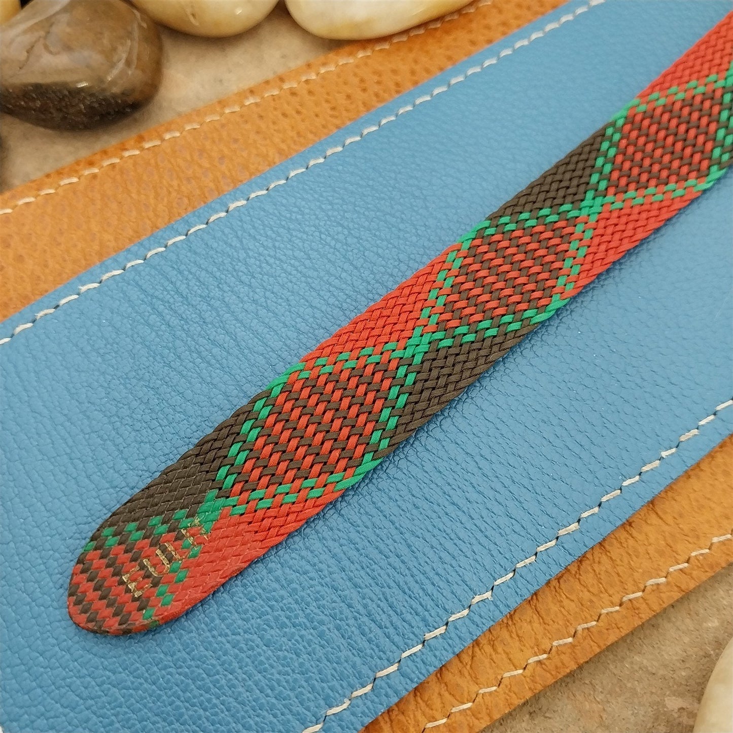 Vintage 18mm Eulit Braided Perlon Classic 1960s Single Pass Argyle Watch Band