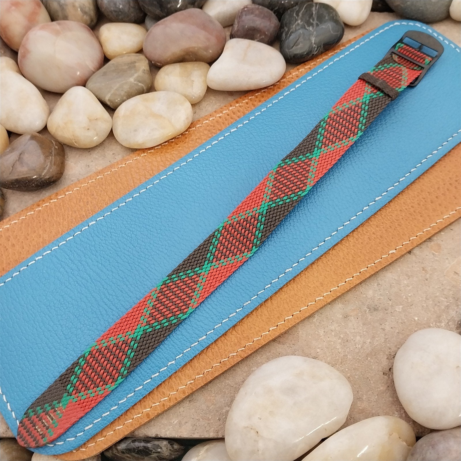 Vintage 18mm Eulit Braided Perlon Classic 1960s Single Pass Argyle Watch Band