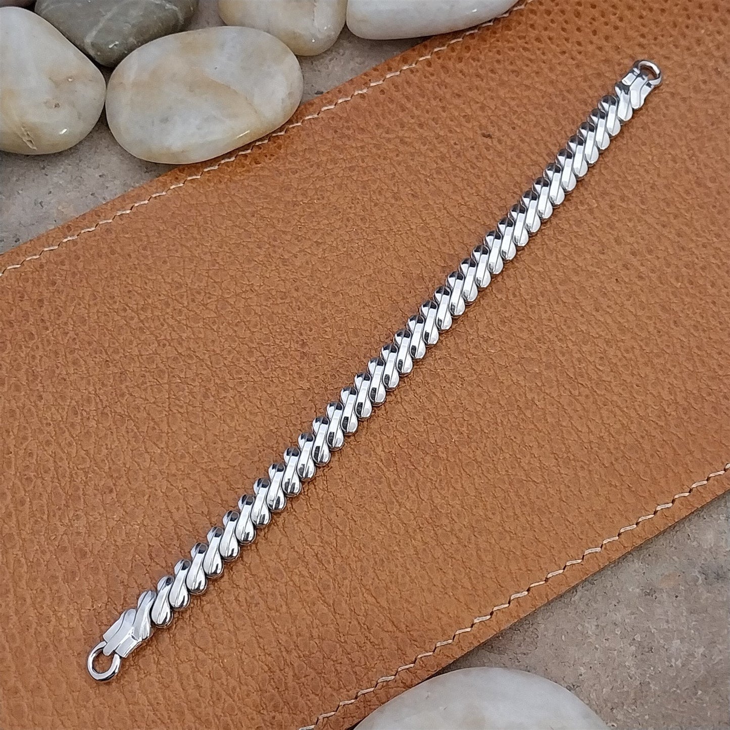 Vintage 1950s JB Champion Ladies Long Cocktail Watch White Gold Filled Band