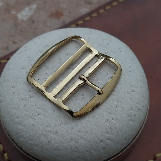 Old Stock German 20mm Gold Tone Buckle for Vintage Single Pass Watch Strap