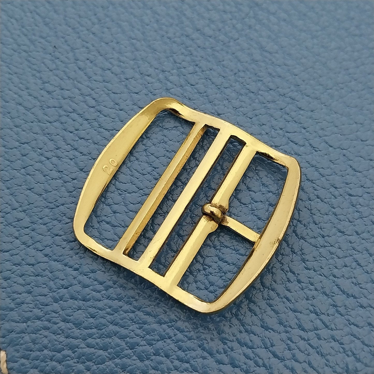 Old Stock German 20mm Gold Tone Buckle for Vintage Single Pass Watch Strap