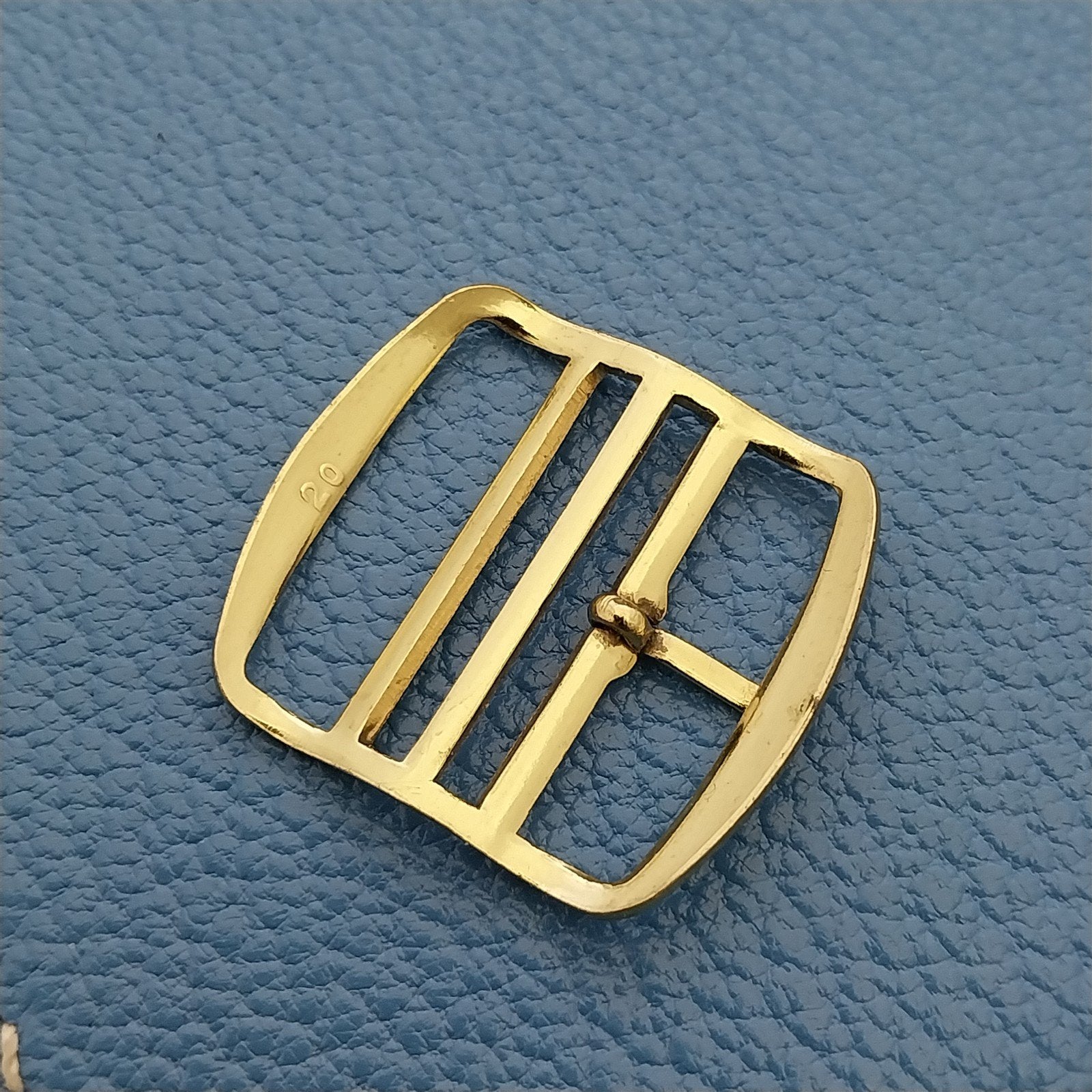 Old Stock German 20mm Gold Tone Buckle for Vintage Single Pass Watch Strap