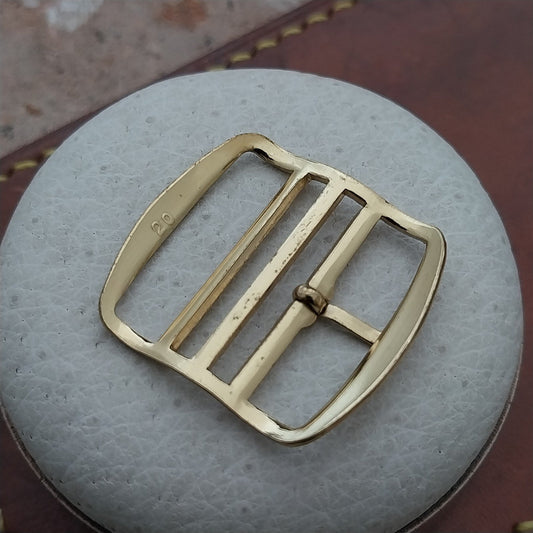 Old Stock German 20mm Gold Tone Buckle for Vintage Single Pass Watch Strap