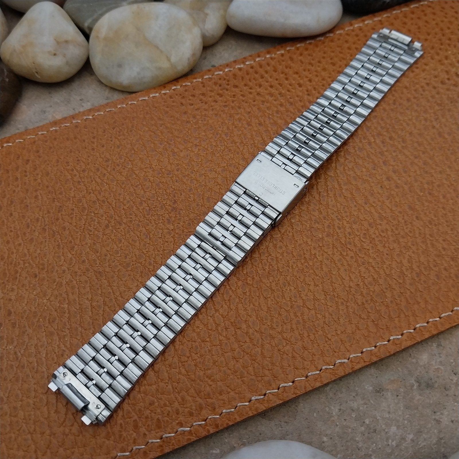 Vintage 2-Piece Stainless Steel 16mm Flared nos Unused Classic Watch Band