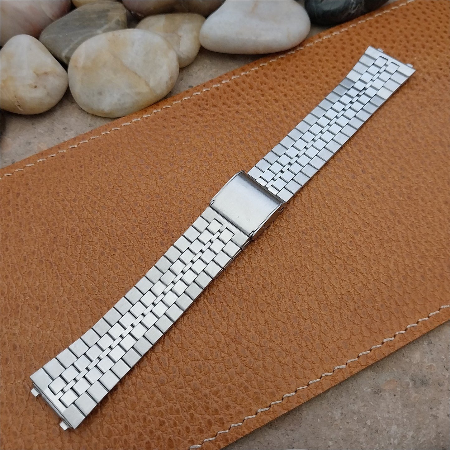 Vintage 2-Piece Stainless Steel 16mm Flared nos Unused Classic Watch Band