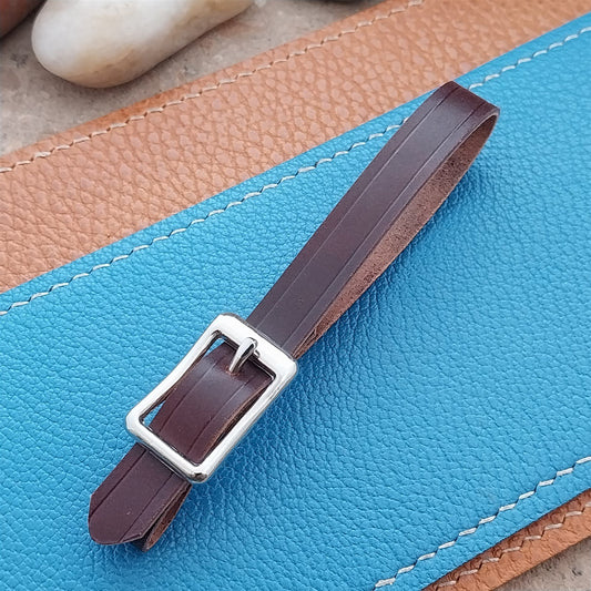 3/8" Shell Cordovan Leather Vintage Pocket Watch Fob Strap & Solid Cast Buckle