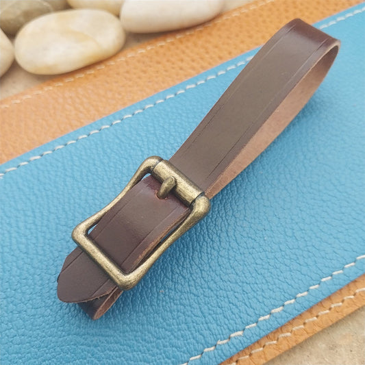 1/2" Shell Cordovan Leather Vintage Pocket Watch Fob Strap & Cast Solid Buckle