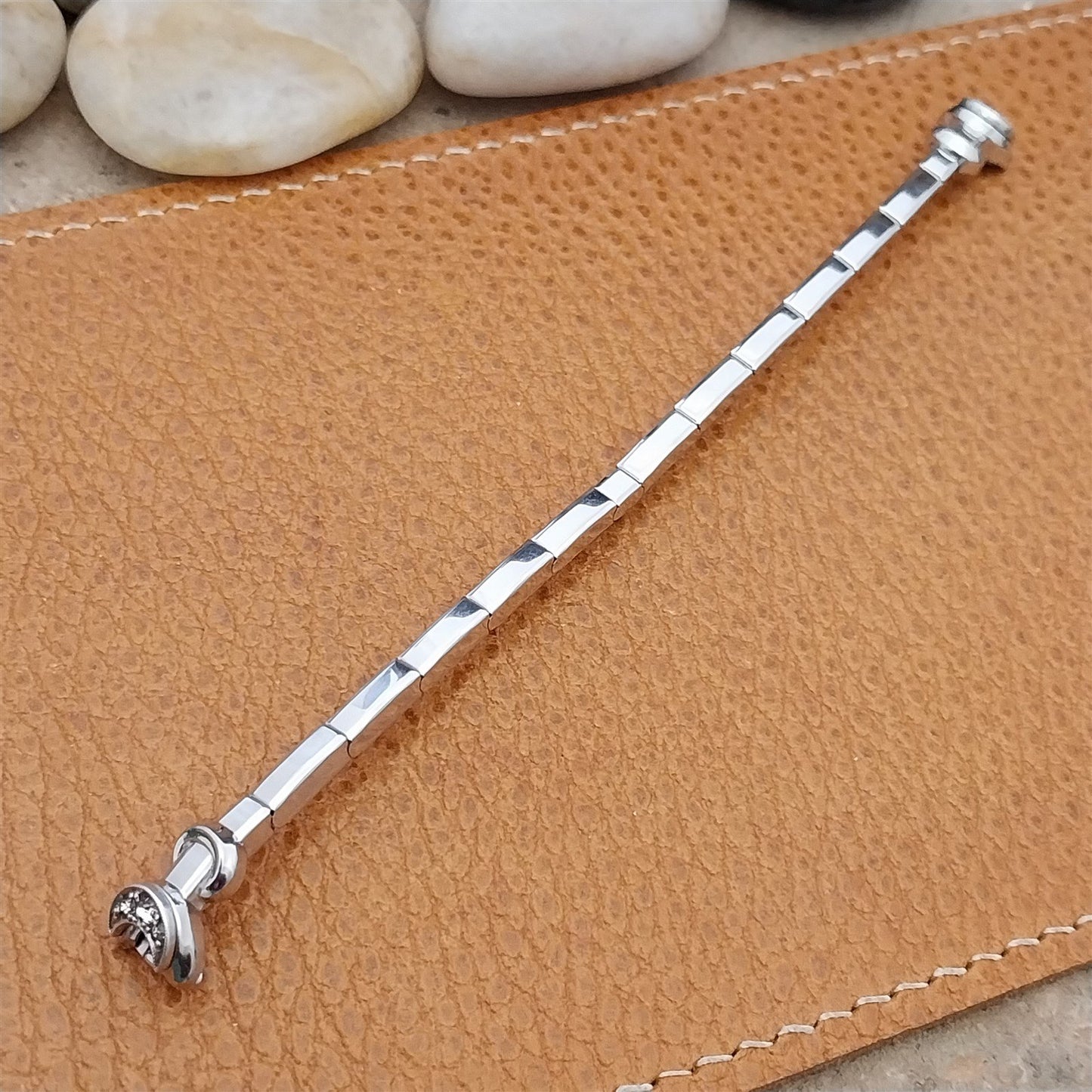 White Gold-Fill & Rhinestone Ladies Single-Lug Speidel Unused Vintage Watch Band