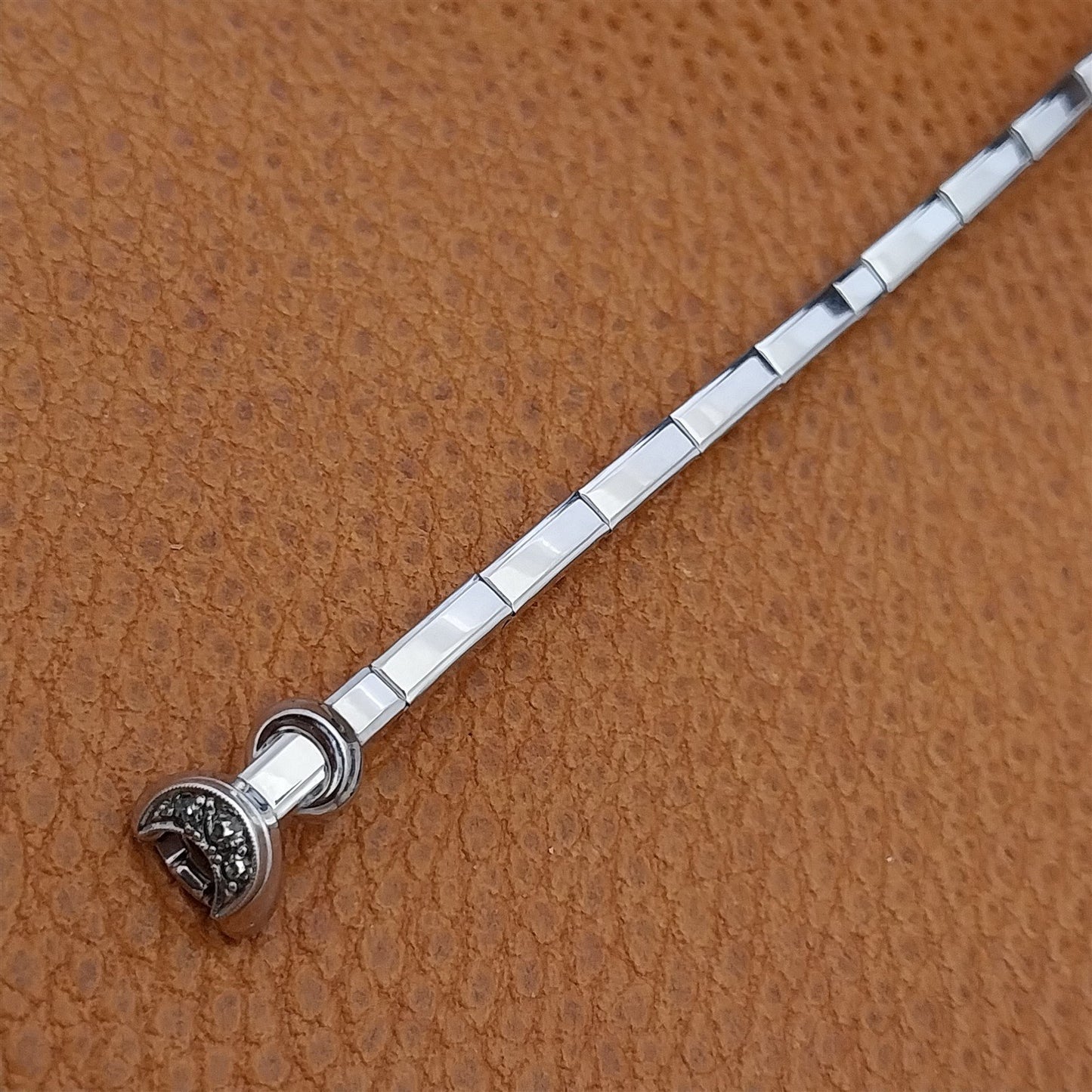 White Gold-Fill & Rhinestone Ladies Single-Lug Speidel Unused Vintage Watch Band