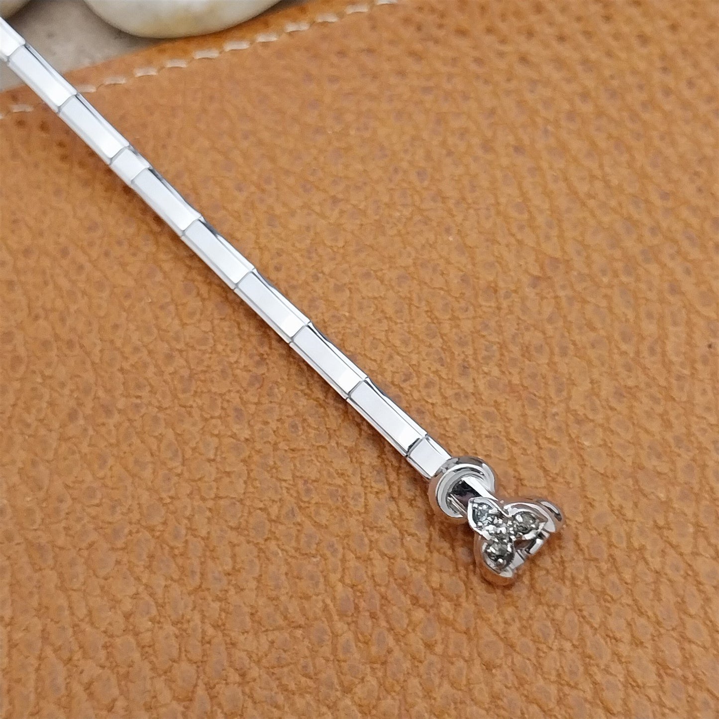 White Gold-Fill & Rhinestone Ladies Single-Lug Speidel Unused Vintage Watch Band