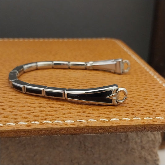 Vintage 1957 White Gold-Filled & Black Speidel Windswept Unused Watch Band