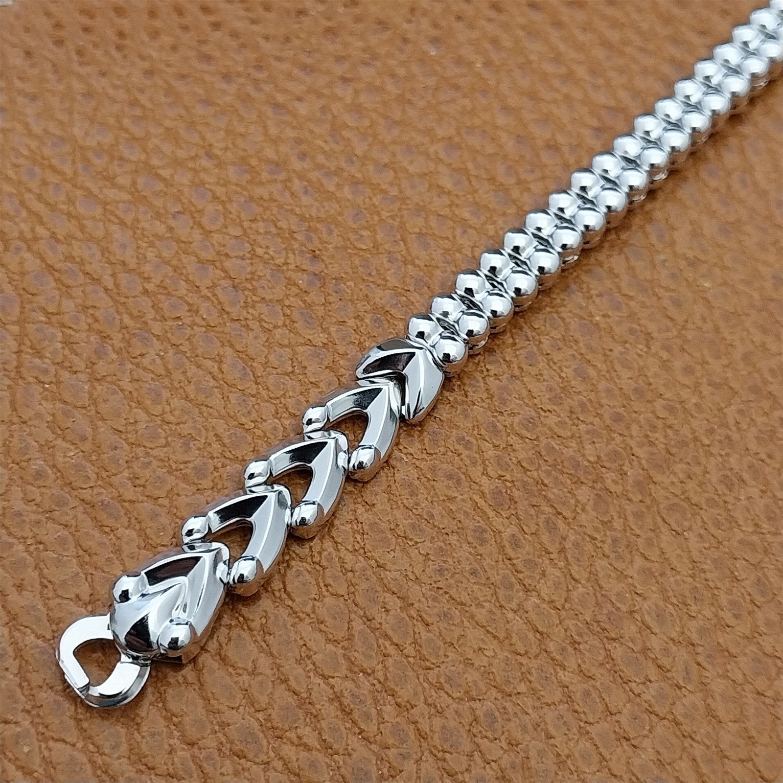 Vintage 1950s JB Champion White Gold Filled Ladies Hearts Cocktail Watch Band