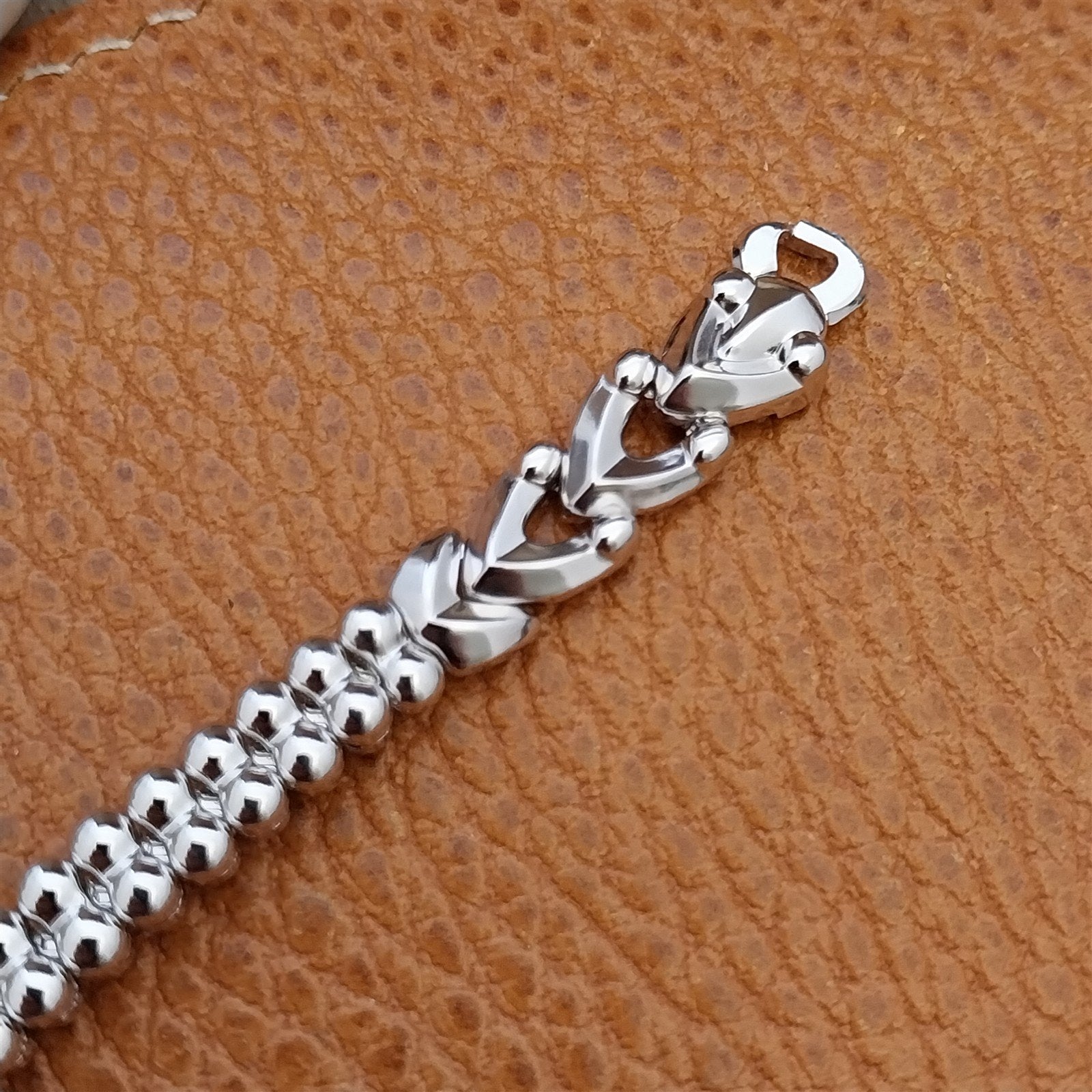 Vintage 1950s JB Champion White Gold Filled Ladies Hearts Cocktail Watch Band