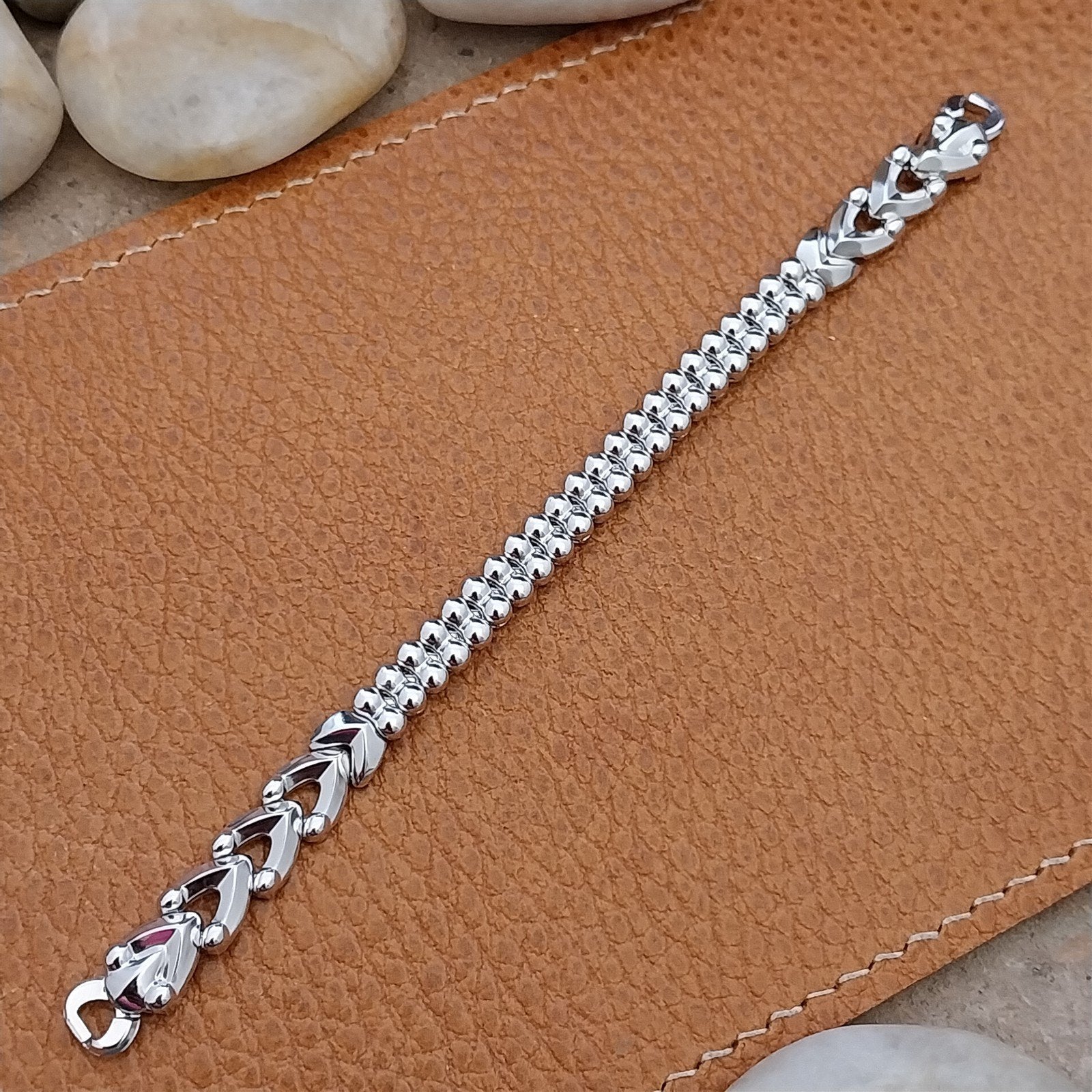 Vintage 1950s JB Champion White Gold Filled Ladies Hearts Cocktail Watch Band