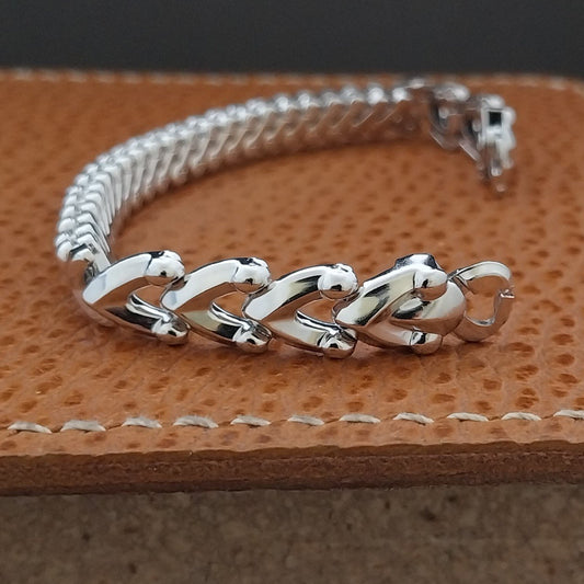 Vintage 1950s JB Champion White Gold Filled Ladies Hearts Cocktail Watch Band