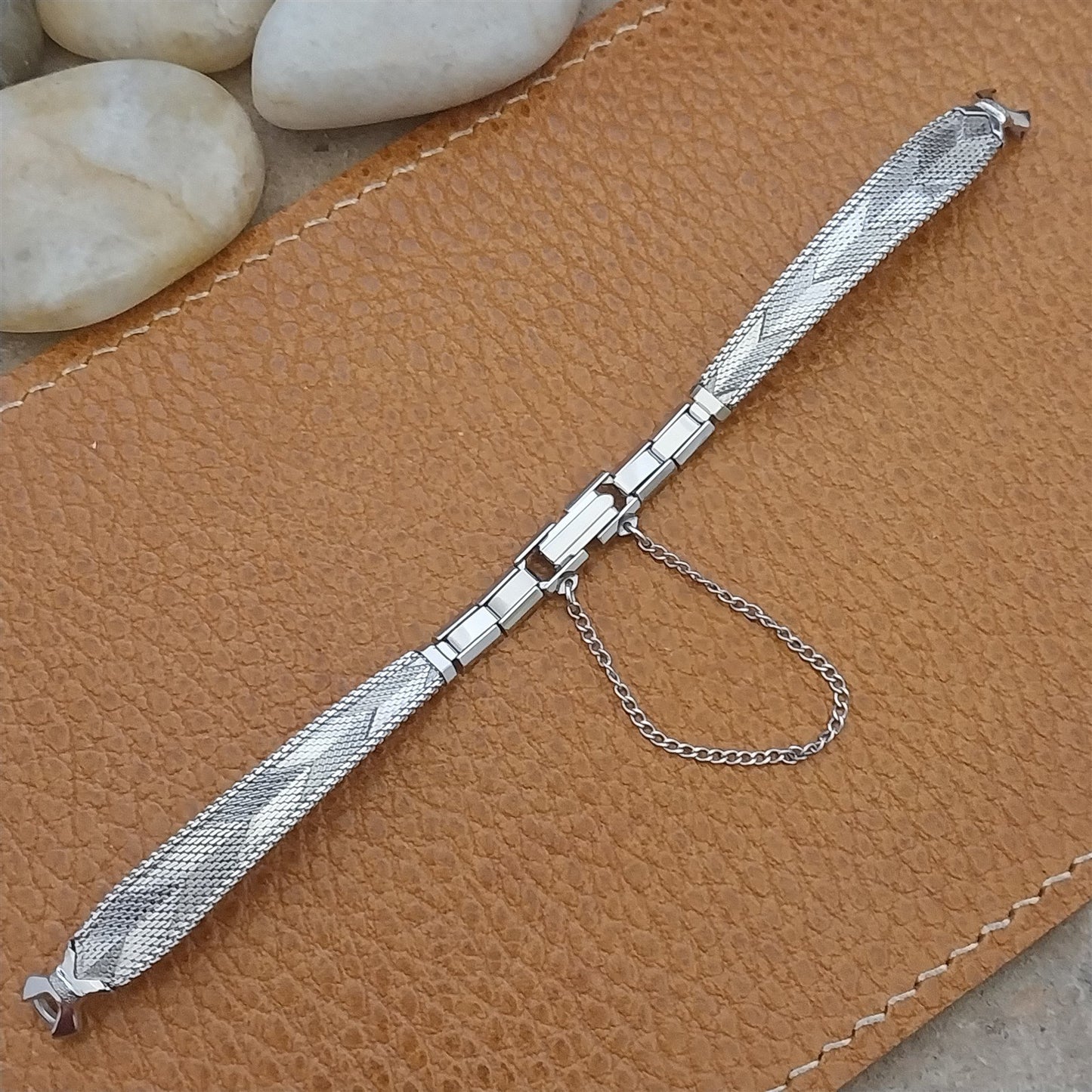 Ladies White Gold-Filled Craftex Mesh MCM nos 1960s Unused Vintage Watch Band