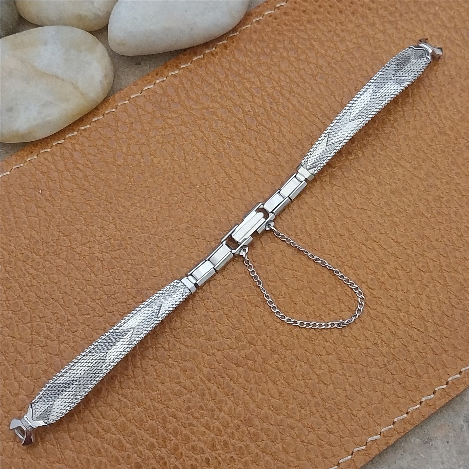 Ladies White Gold-Filled Craftex Mesh MCM nos 1960s Unused Vintage Watch Band